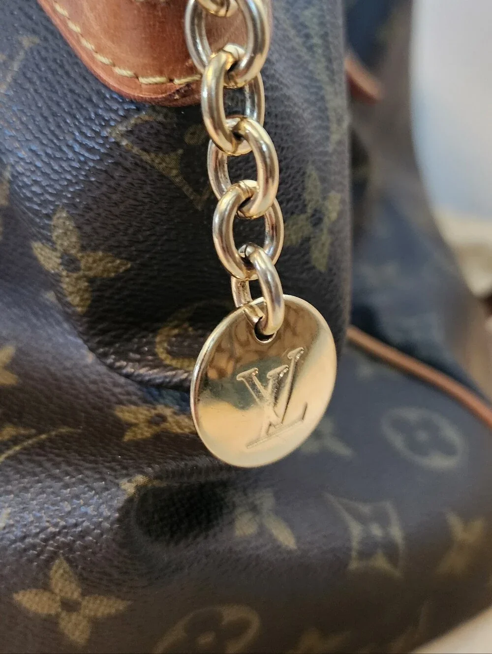 Louis Vuitton Monogram Canvas Satchel with Brown Leather Trim